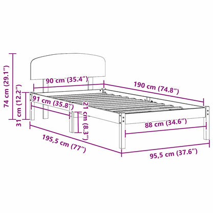 Struttura del letto Bianco 90 x 190 cm Pino massello | homemem39