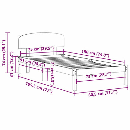 Struttura del letto Naturale 75 x 190 cm Pino massello