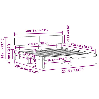 Struttura del letto Naturale 200 x 200 cm Pino massello