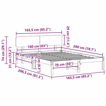 Struttura del letto Naturale 160 x 200 cm Pino massello