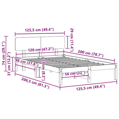 Struttura del letto Naturale 120 x 200 cm Pino massello