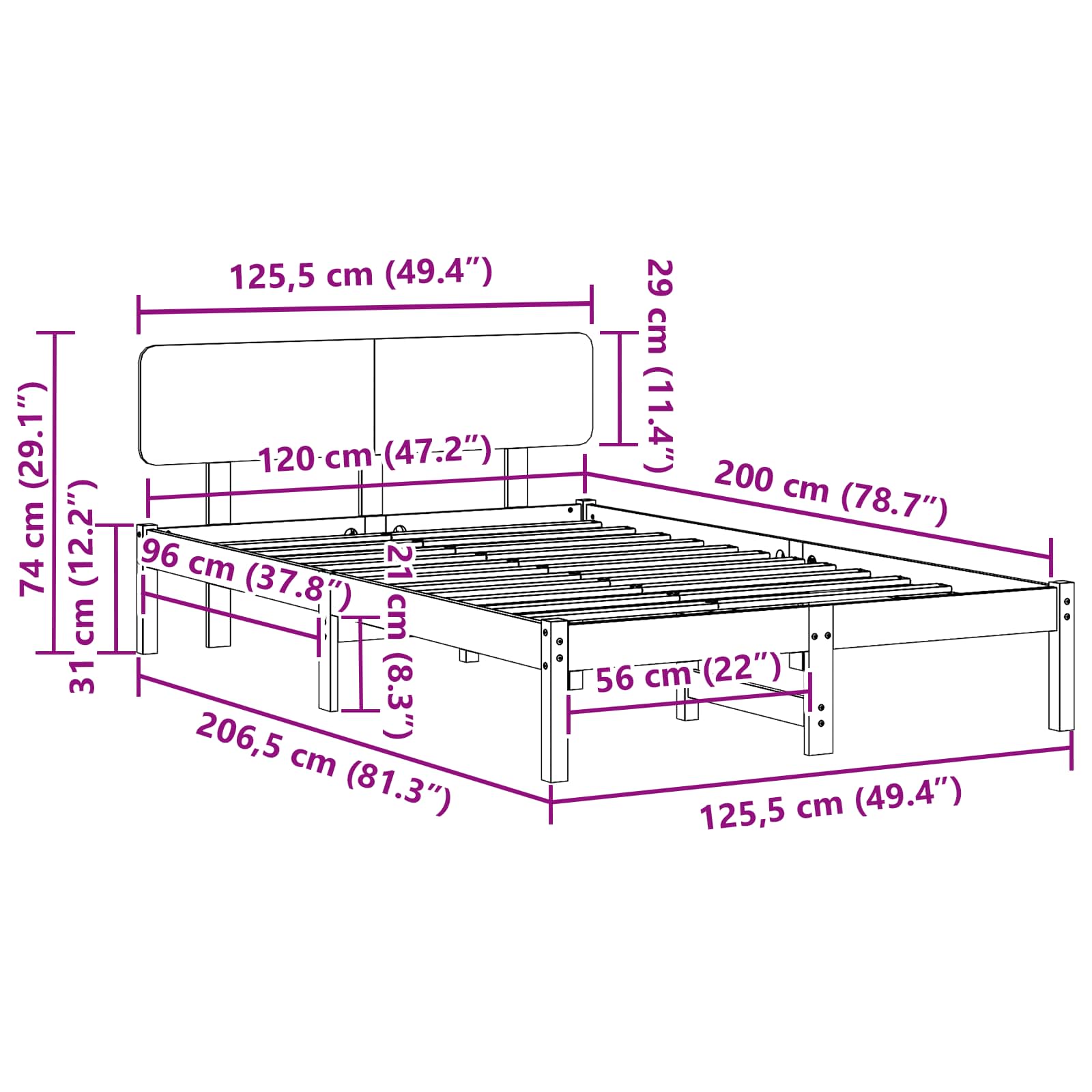 Struttura del letto Marrone cerato 120 x 200 cm Pino massello | homemem39