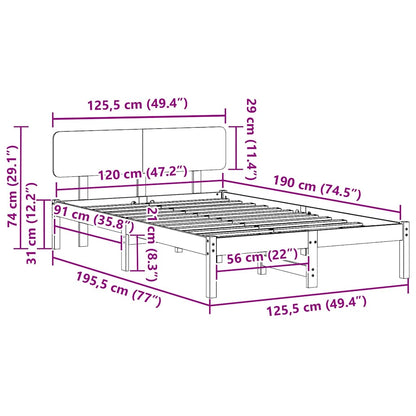 Struttura del letto Bianco 120 x 190 cm Pino massello