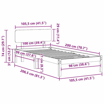 Struttura del letto Bianco 100 x 200 cm Pino massello | homemem39