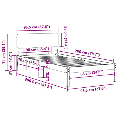 Struttura del letto Marrone cerato 90 x 200 cm Pino massello | homemem39