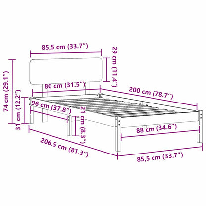Struttura del letto Marrone cerato 80 x 200 cm Pino massello