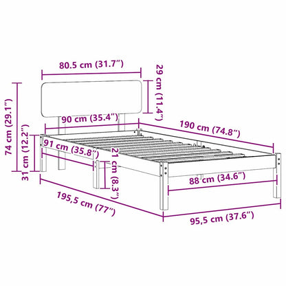 Struttura del letto Marrone cerato 90 x 190 cm Pino massello | homemem39
