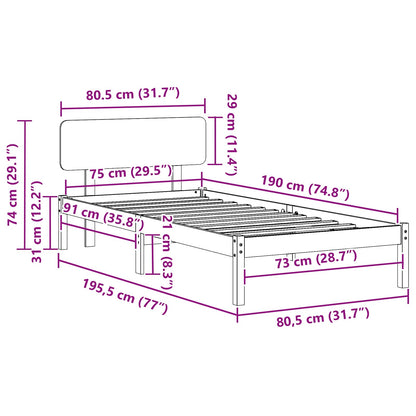 Struttura del letto Marrone cerato 75 x 190 cm Pino massello | homemem39