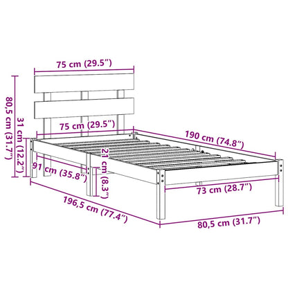 Struttura del letto Marrone 75 x 190 cm Legno massello di pino
