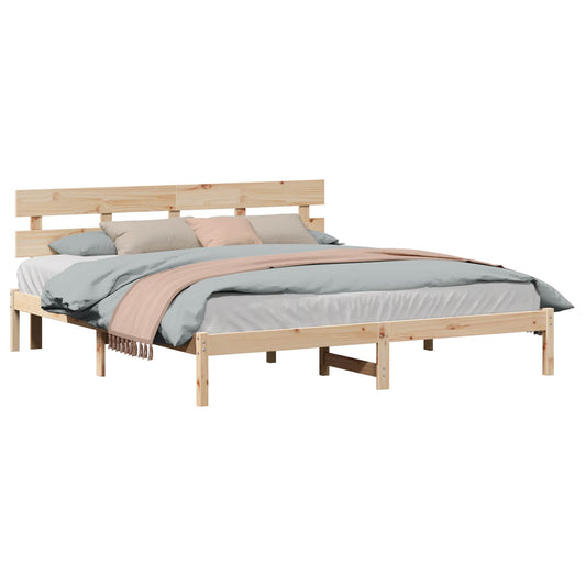 Struttura del letto Marrone 200 x 200 cm Legno massello di pino | homemem39