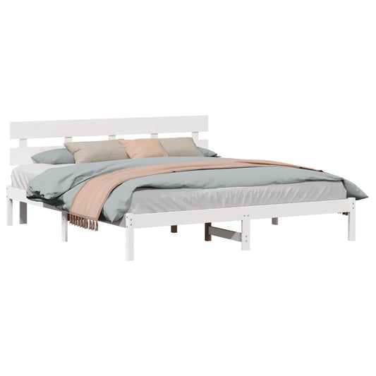 Struttura del letto Bianco 200 x 200 cm Legno massello di pino | homemem39