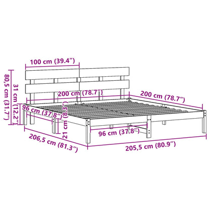 Struttura del letto Bianco 200 x 200 cm Legno massello di pino | homemem39