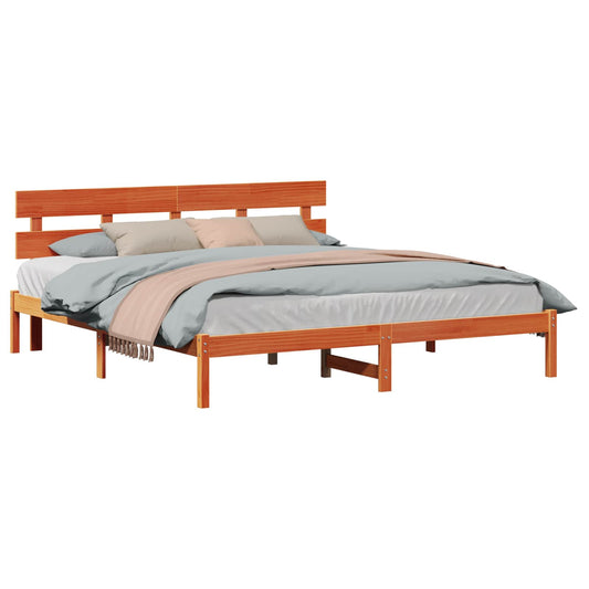 Struttura del letto Marrone 200 x 200 cm Legno massello di pino | homemem39