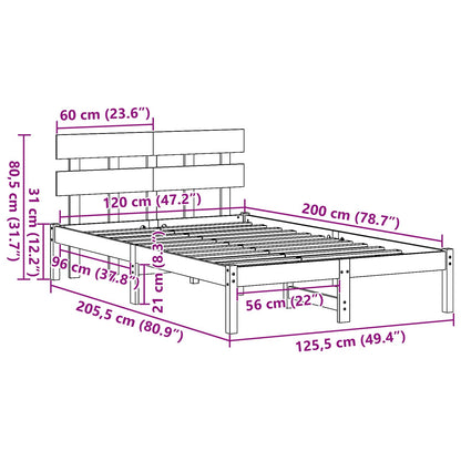 Struttura del letto Marrone 120 x 200 cm Legno massello di pino | homemem39