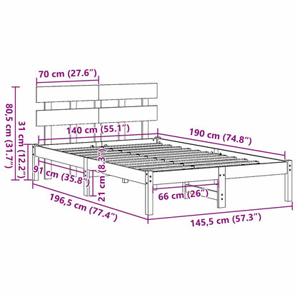 Struttura del letto Marrone 140 x 190 cm Legno massello di pino | homemem39