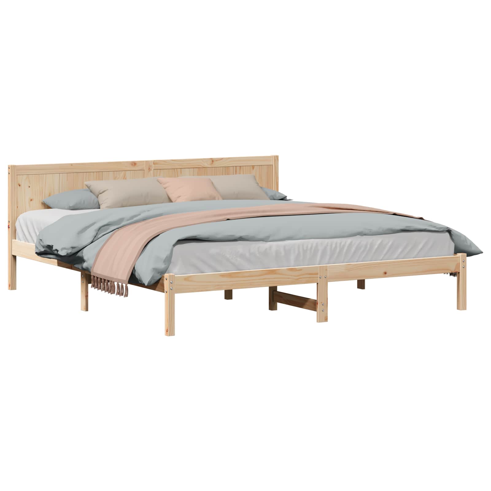 Struttura del letto Marrone 200 x 200 cm Legno massello di pino | homemem39