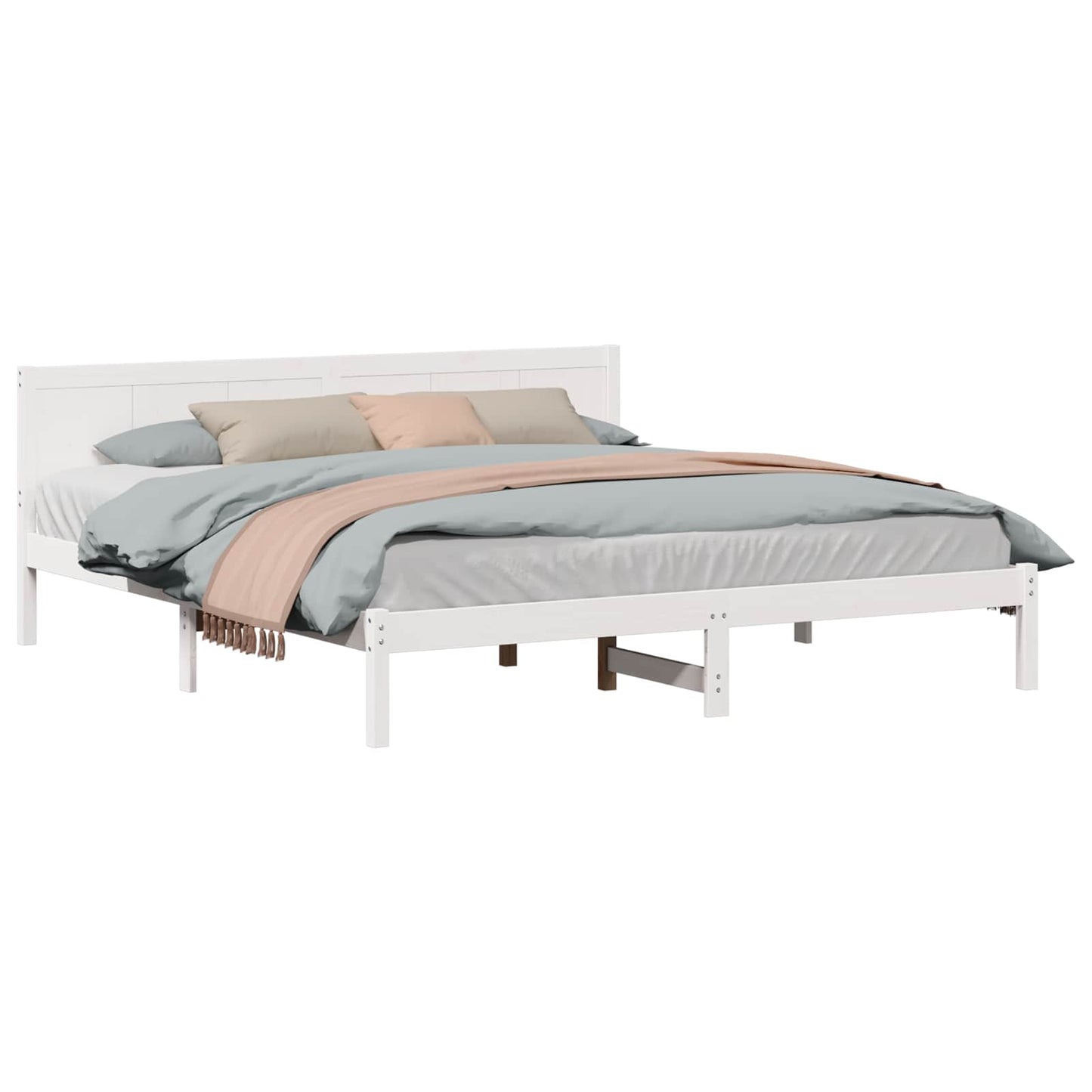 Struttura del letto Bianco 200 x 200 cm Legno massello di pino | homemem39