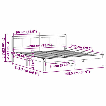 Struttura del letto Bianco 200 x 200 cm Legno massello di pino | homemem39