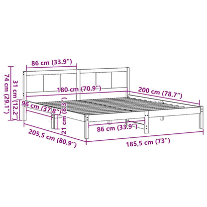 Struttura del letto Marrone 180 x 200 cm Legno massello di pino | homemem39