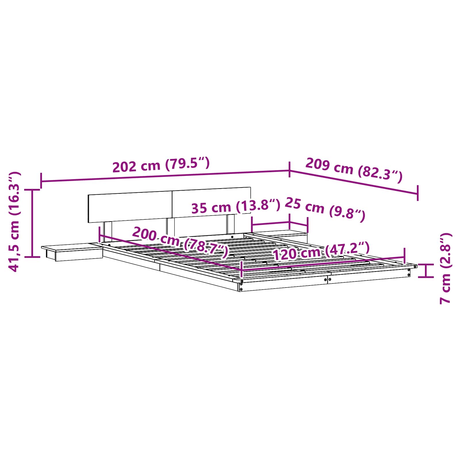 Struttura del letto Marrone 120 x 200 cm legno | homemem39