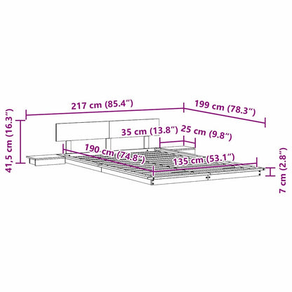 Struttura del letto con testiera Marrone 135 x 190 cm legno | homemem39