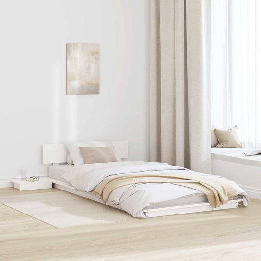 Struttura del letto con testiera Bianco 100 x 200 cm legno | homemem39