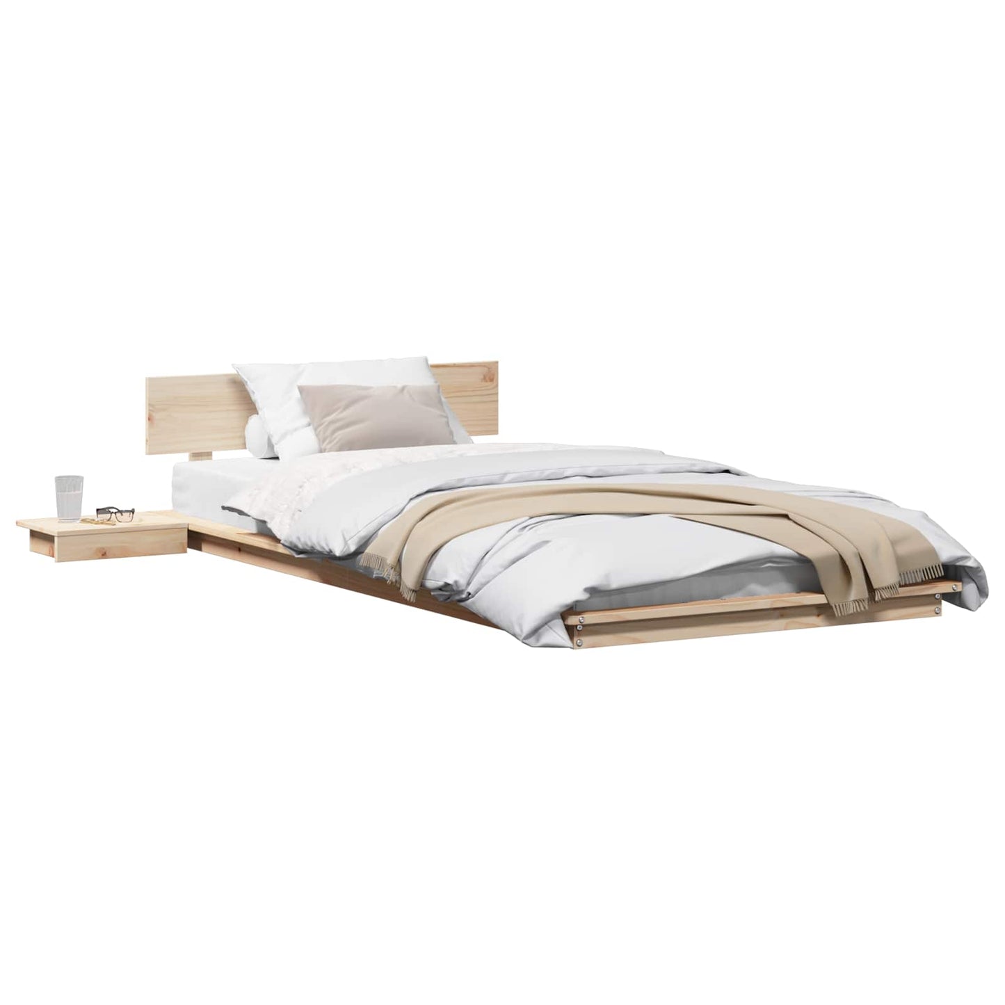 Struttura del letto con testiera Marrone 90 x 200 cm legno | homemem39