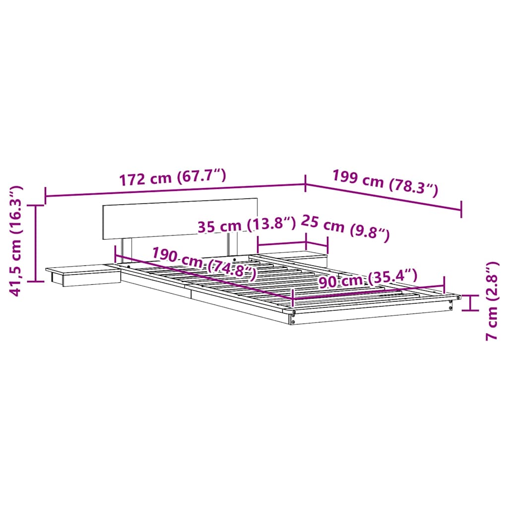 Struttura del letto Marrone 90 x 190 cm legno | homemem39