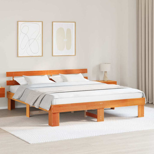 Struttura del letto Marrone 200 x 200 cm Legno massello di pino
