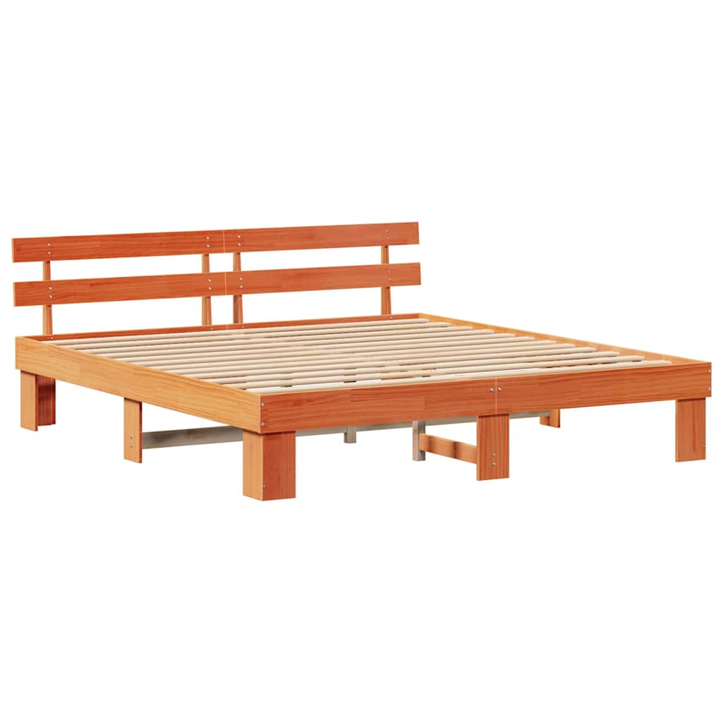 Struttura del letto Marrone 200 x 200 cm Legno massello di pino