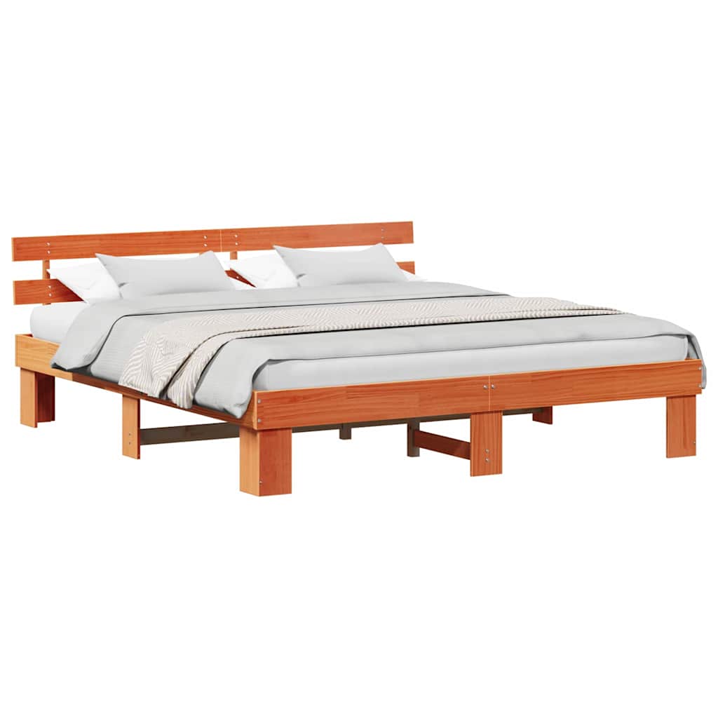 Struttura del letto Marrone 200 x 200 cm Legno massello di pino