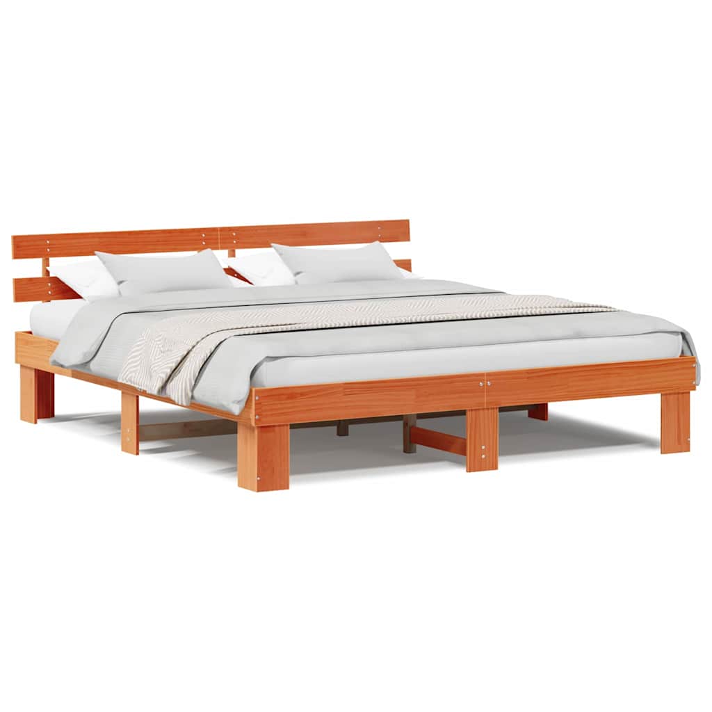 Struttura del letto Marrone 200 x 200 cm Legno massello di pino