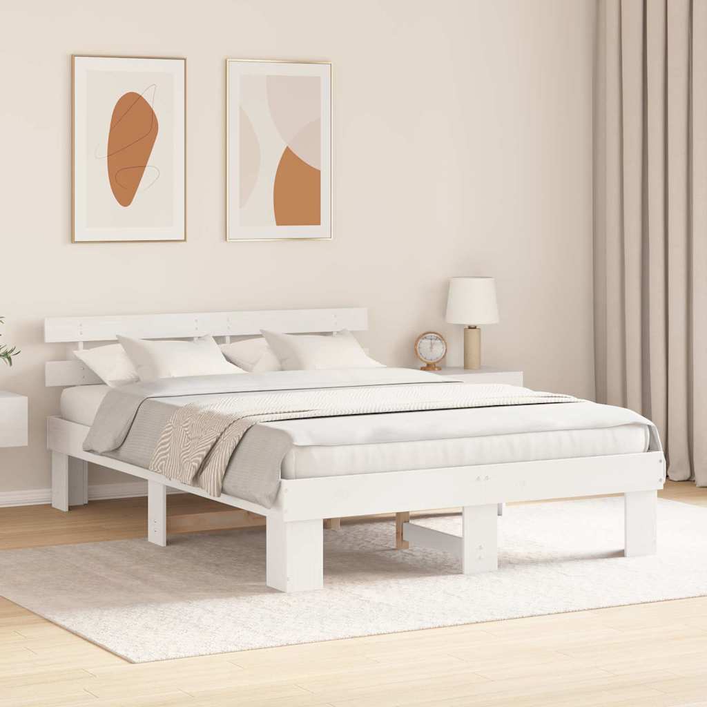 Struttura del letto Bianco 150 x 200 cm Pino massello | homemem39
