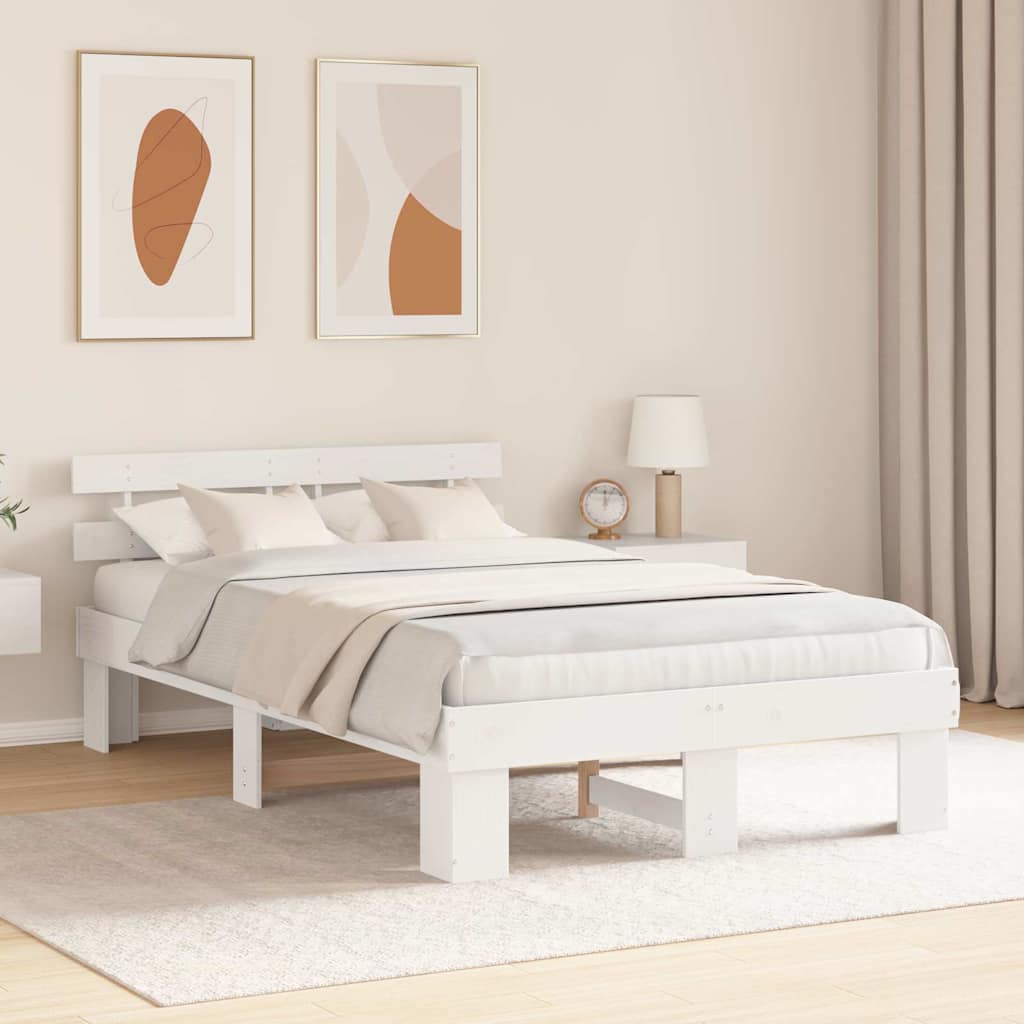 Struttura del letto Bianco 140 x 190 cm Pino massello | homemem39