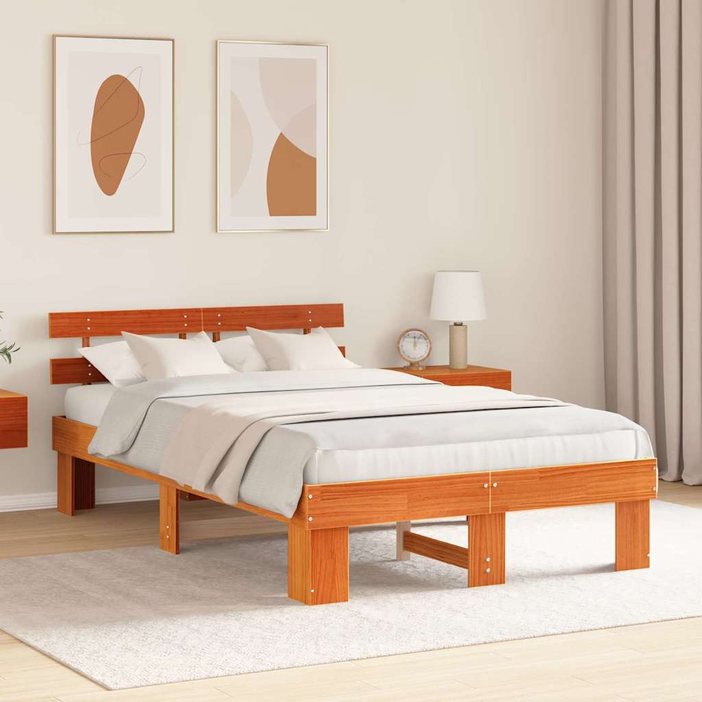 Struttura del letto Marrone 135 x 190 cm Legno massello di pino