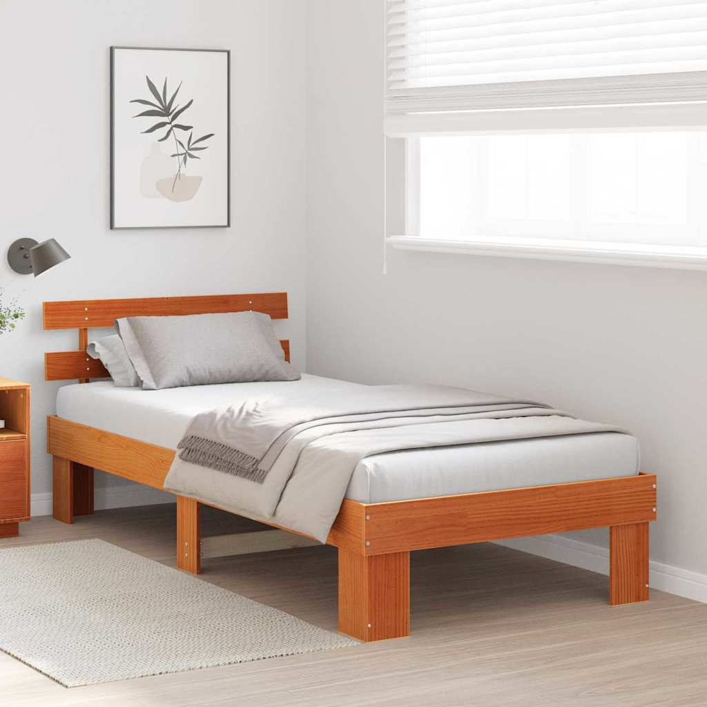 Struttura del letto Marrone cerato 100 x 200 cm Pino massello | homemem39