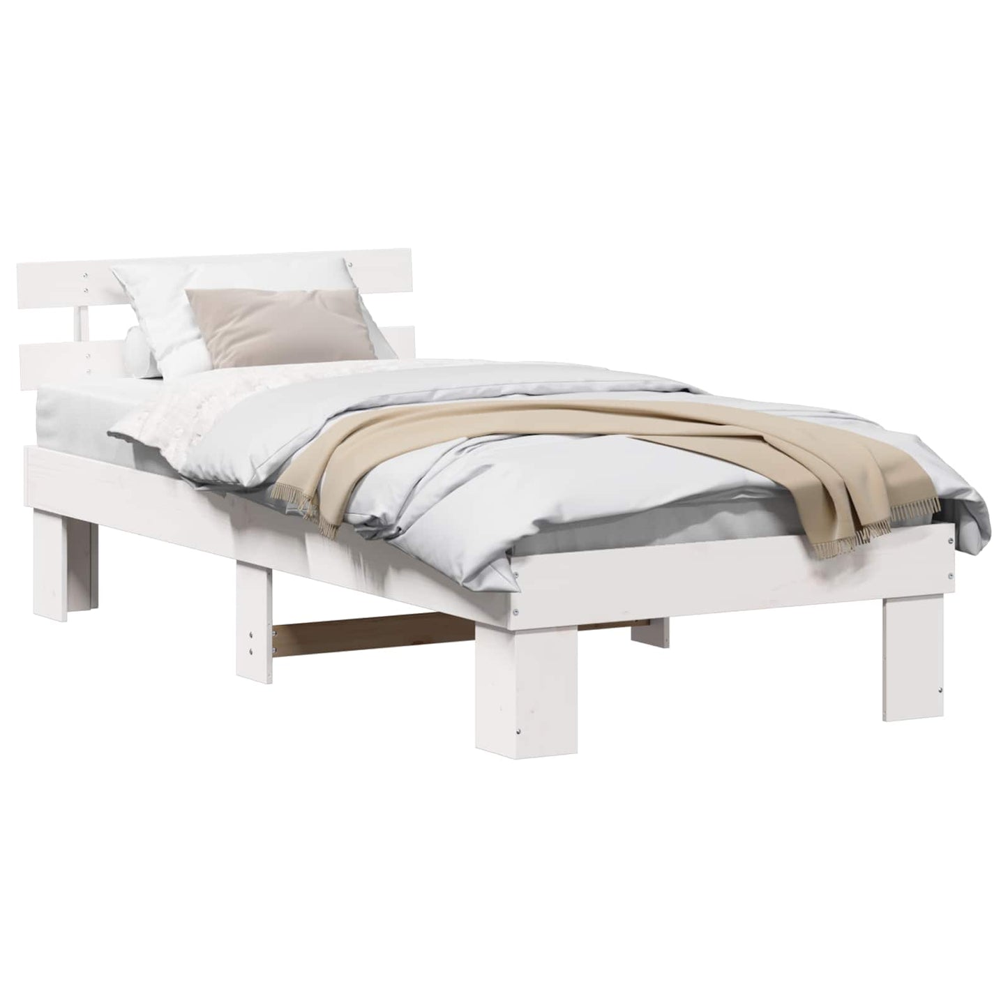 Struttura del letto Bianco 90 x 200 cm Pino massello | homemem39