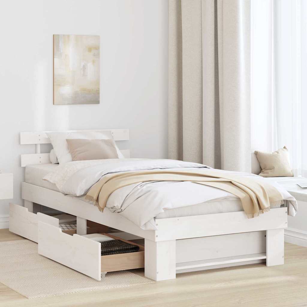 Struttura del letto Bianco 100 x 200 cm Legno di pino massello