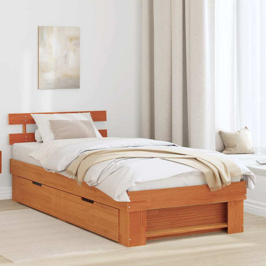 Struttura del letto con testiera Cera marrone 100 x 200 cm