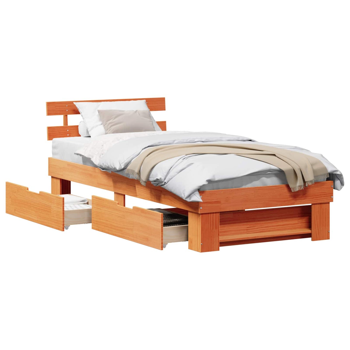 Struttura del letto Marrone cerato 100 x 200 cm Pino massello | homemem39