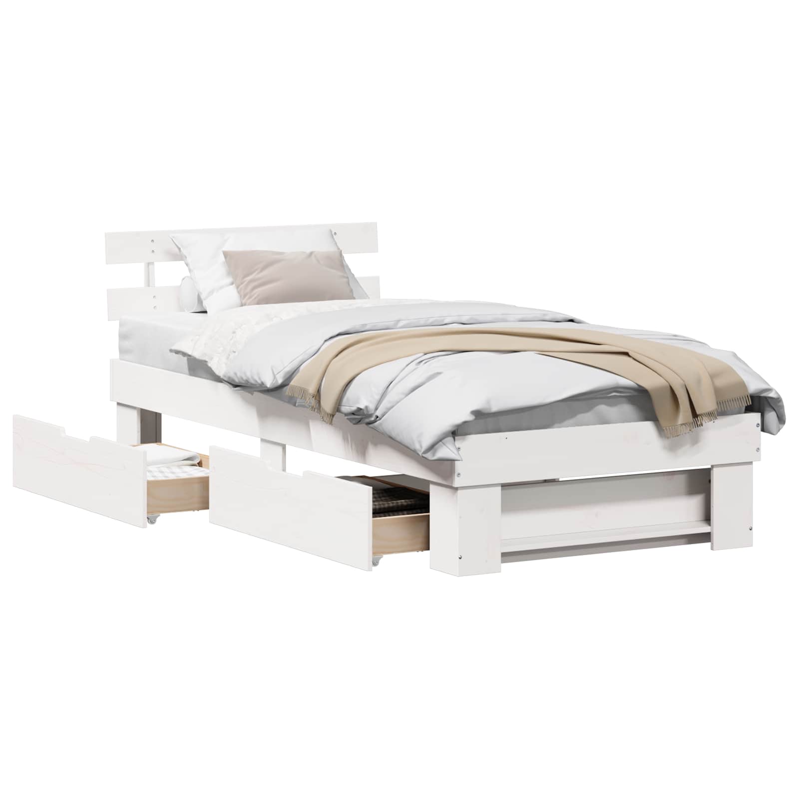 Struttura del letto Bianco 90 x 190 cm Pino massello | homemem39