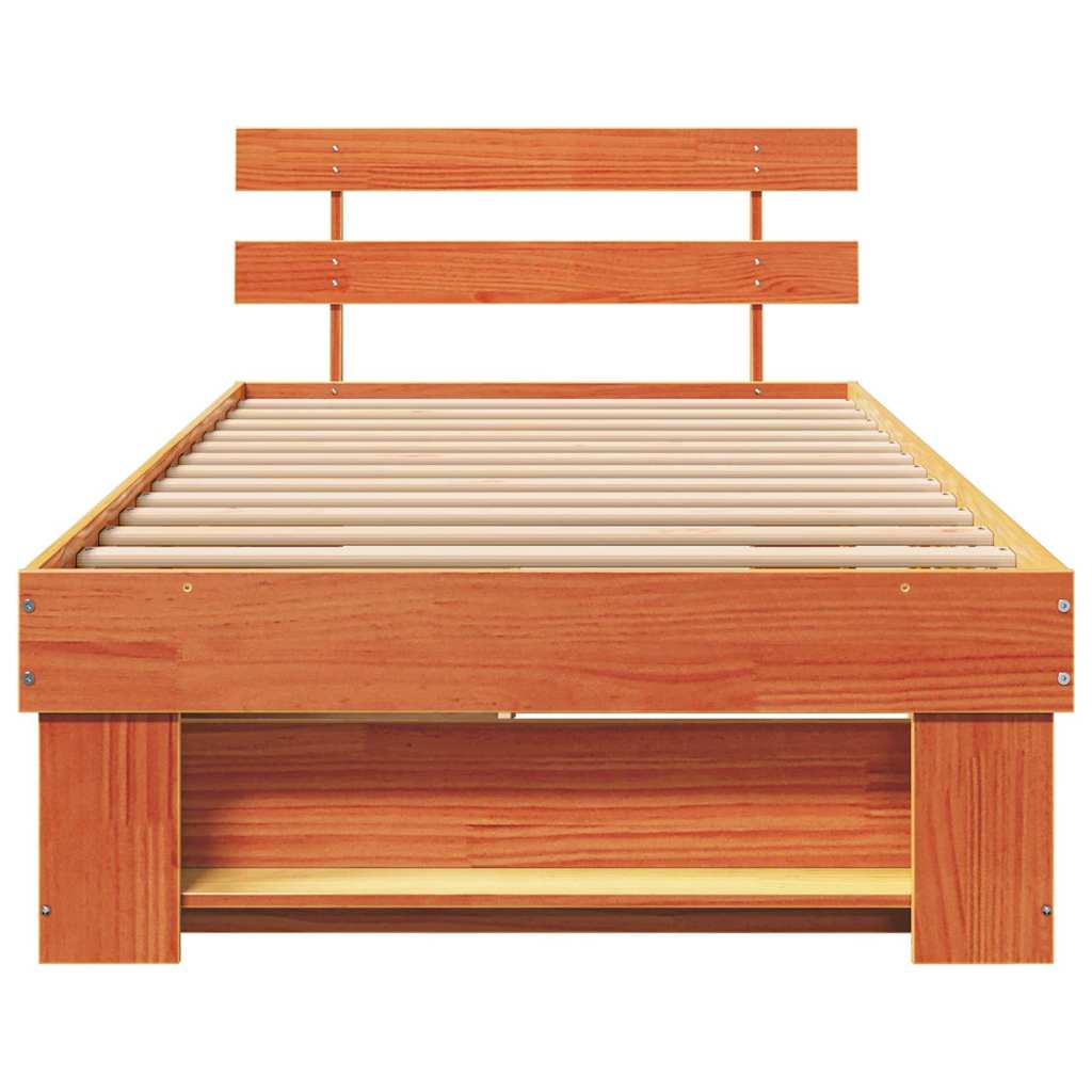 Struttura del letto con testiera Cera marrone 75 x 190 cm