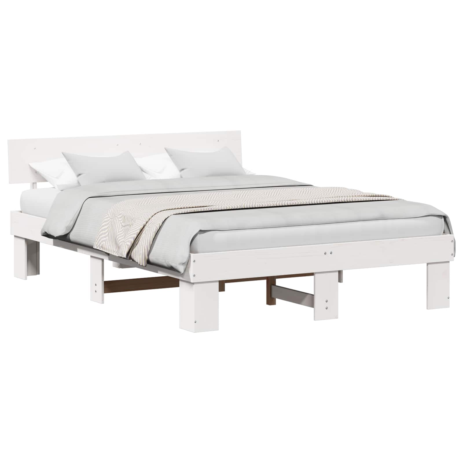 Struttura del letto Bianco 160 x 200 cm Pino massello | homemem39