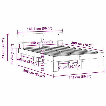 Struttura del letto Marrone cerato 140 x 200 cm Pino massello | homemem39