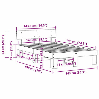 Struttura del letto Bianco 140 x 190 cm Pino massello
