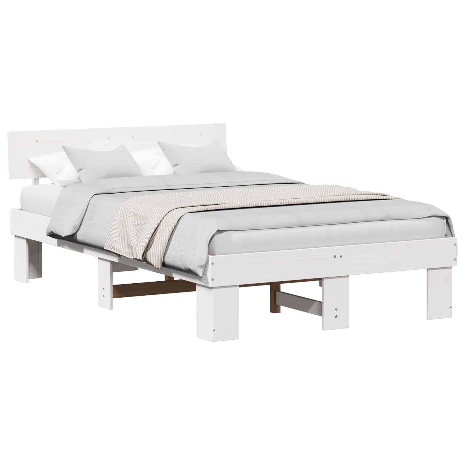 Struttura del letto Bianco 135 x 190 cm Pino massello | homemem39
