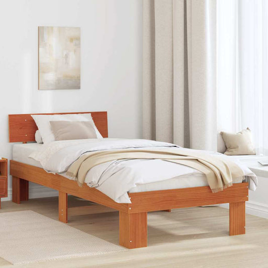 Struttura del letto con testiera Cera marrone 100 x 200 cm