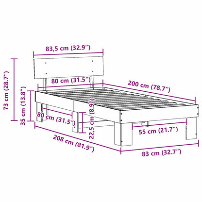 Struttura del letto Naturale 80 x 200 cm Pino massello | homemem39