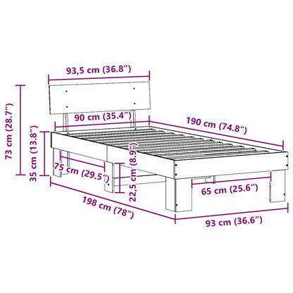 Struttura del letto Bianco 90 x 190 cm Pino massello | homemem39