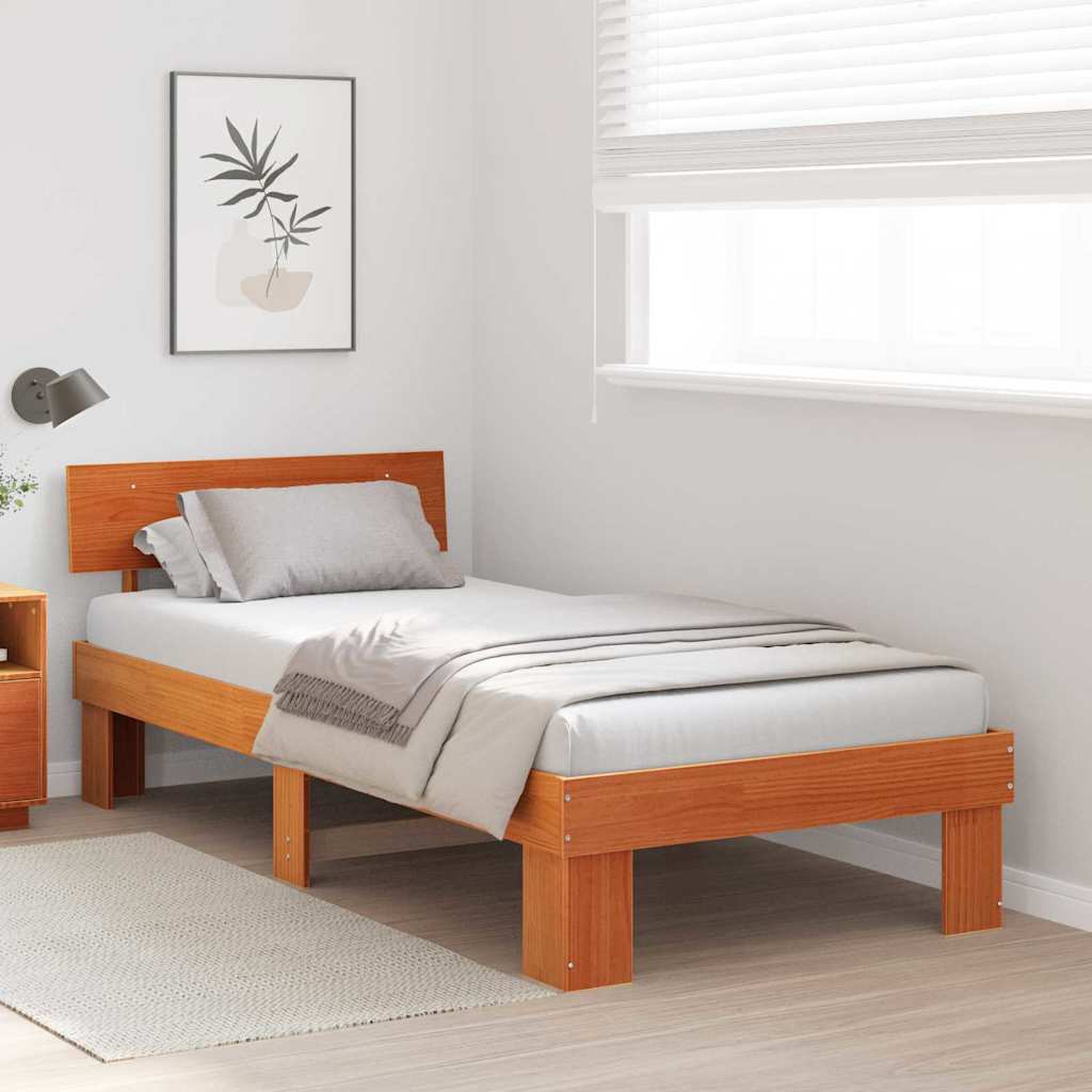 Struttura del letto con testiera Cera marrone 75 x 190 cm